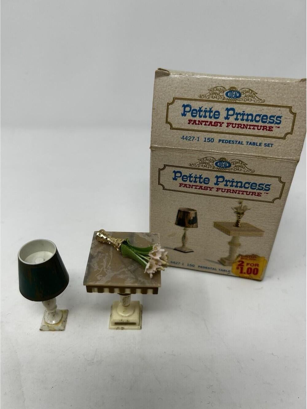 Vtg Ideal Petite Princess PEDESTAL TABLE SET Dollhouse Fantasy Furniture 4427-1